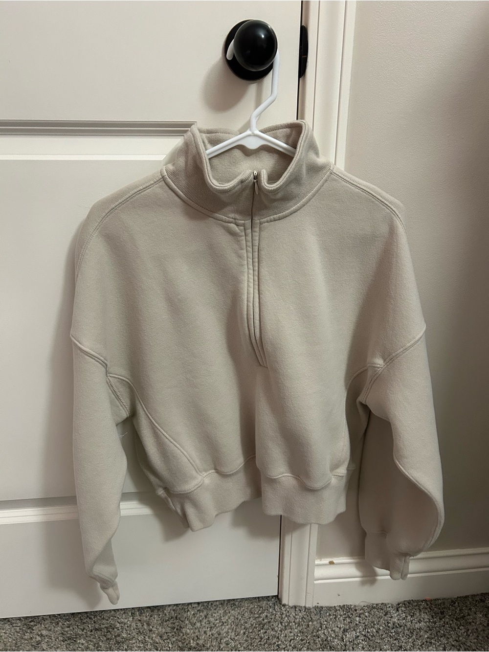 Abercrombie & Fitch Sunday Half-Zip Sweatshirt Cream Beige Women’s Size Small